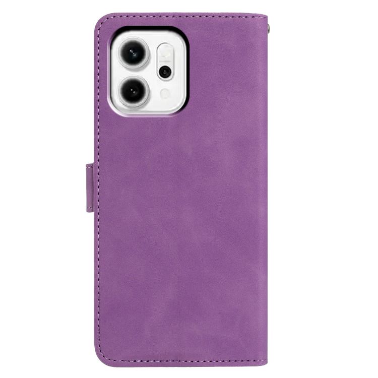 For OPPO Reno14 5G Global Moonlit Butterfly Dance Pattern Embossed Leather Phone Case
