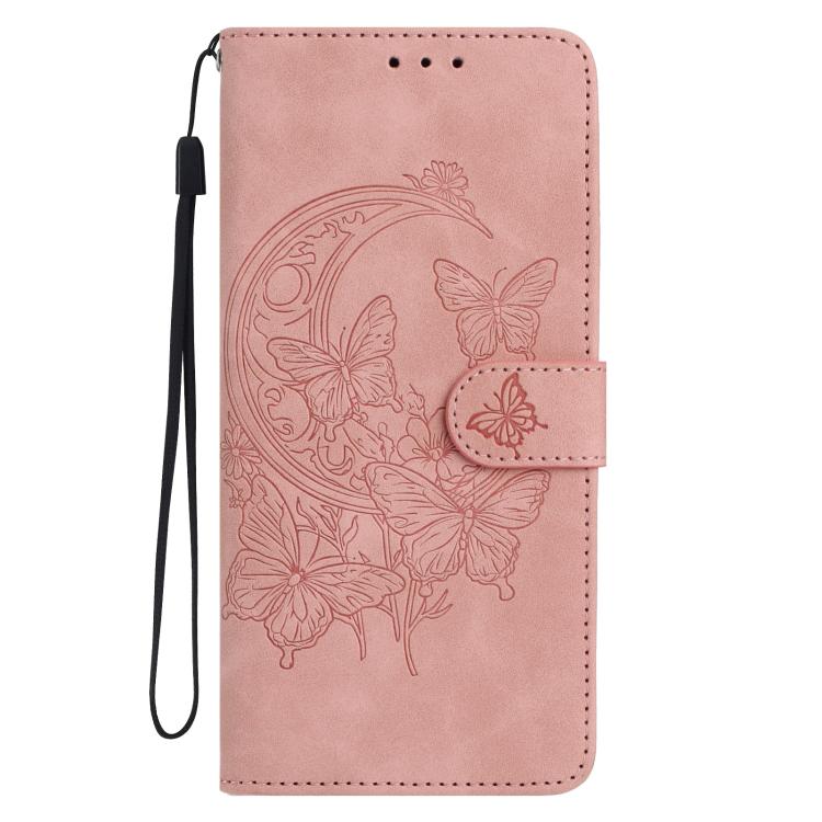 For OPPO Reno14 5G Global Moonlit Butterfly Dance Pattern Embossed Leather Phone Case