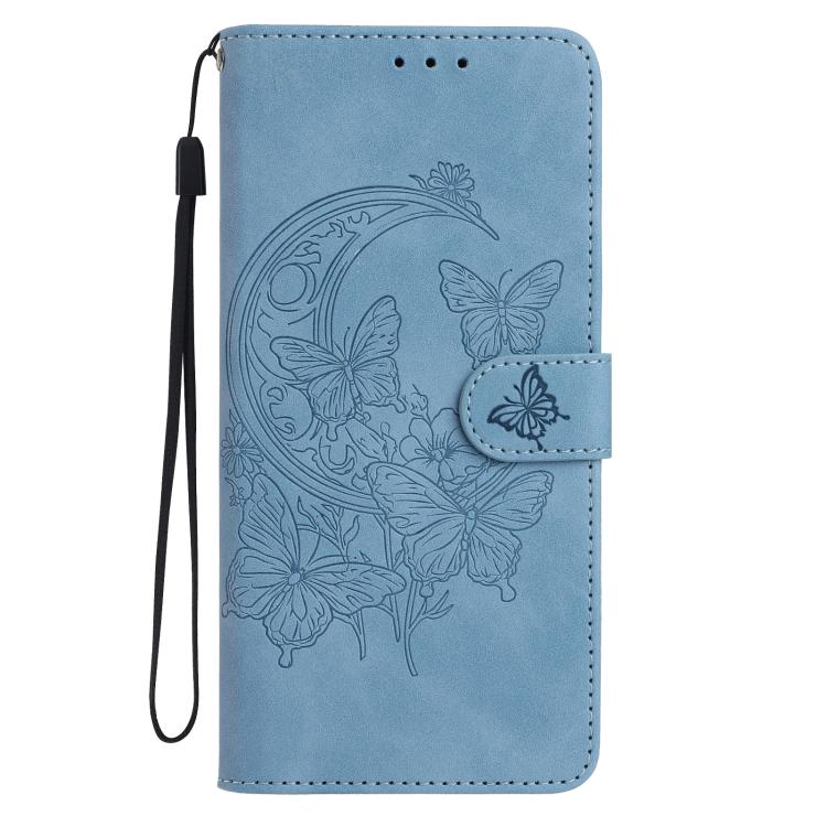 For OPPO Reno14 5G Global Moonlit Butterfly Dance Pattern Embossed Leather Phone Case