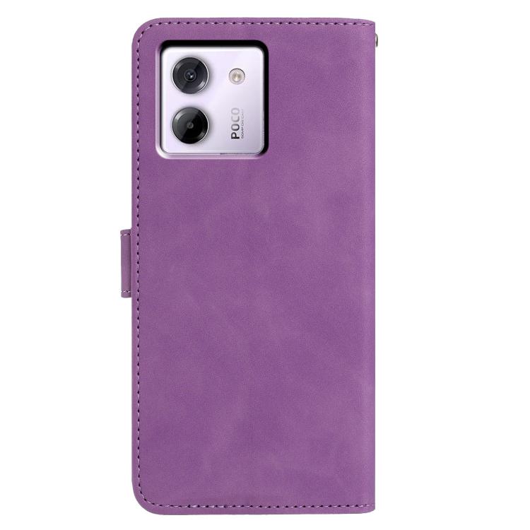 For Xiaomi Poco M7 Pro 5G Moonlit Butterfly Dance Pattern Embossed Leather Phone Case