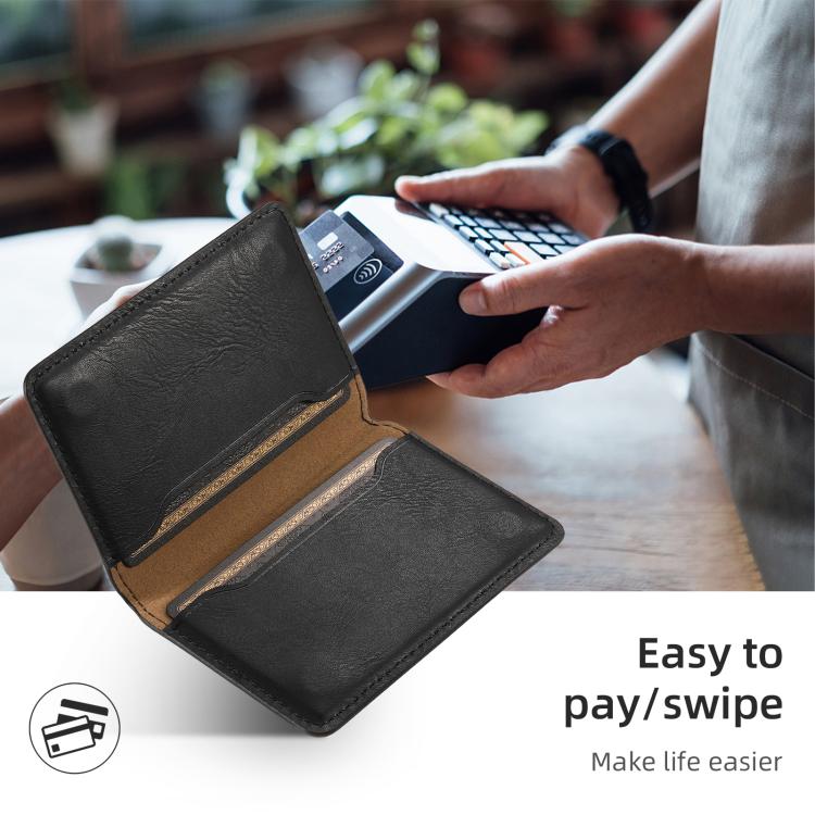 Denior V01 Magsafe Wallet Cowhide Texture Leather Magnetic Card Holder Bag