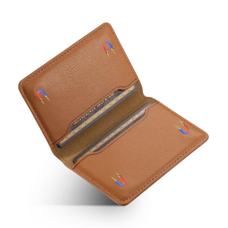 Denior V01 Magsafe Wallet Cowhide Texture Leather Magnetic Card Holder Bag
