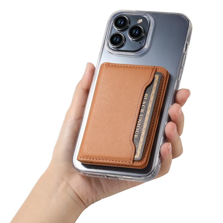 Denior V01 Magsafe Wallet Cowhide Texture Leather Magnetic Card Holder Bag