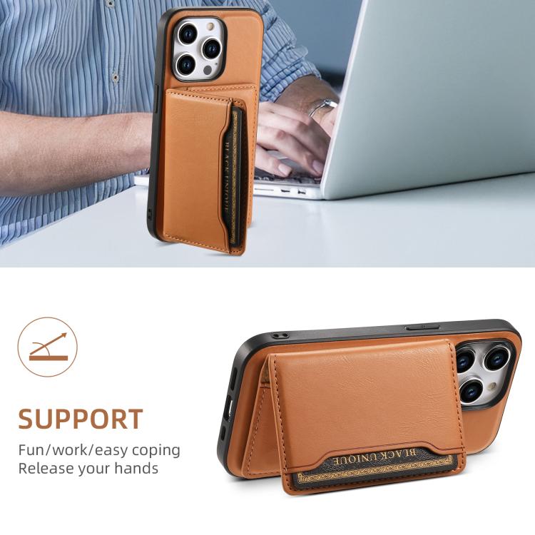 Denior V01 Magsafe Wallet Cowhide Texture Leather Magnetic Card Holder Bag