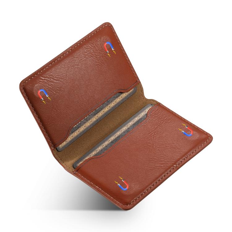 Denior V01 Magsafe Wallet Cowhide Texture Leather Magnetic Card Holder Bag