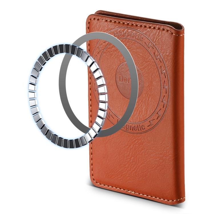Denior V01 Magsafe Wallet Cowhide Texture Leather Magnetic Card Holder Bag