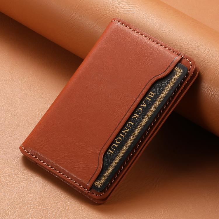 Denior V01 Magsafe Wallet Cowhide Texture Leather Magnetic Card Holder Bag