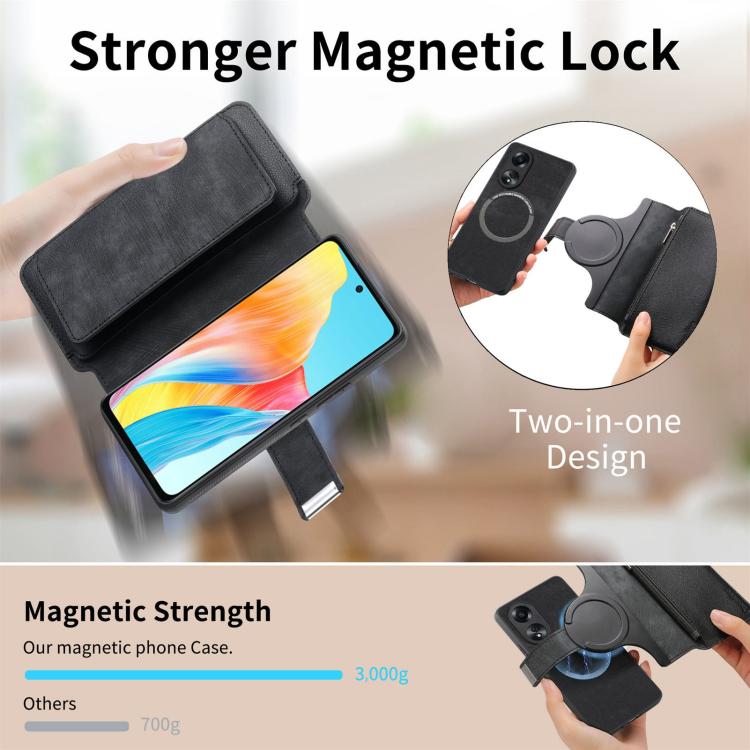 For OPPO A58 4G CaseNeo MagSafe RFID Anti-theft Zipper Wallet Retro Leather Phone Case