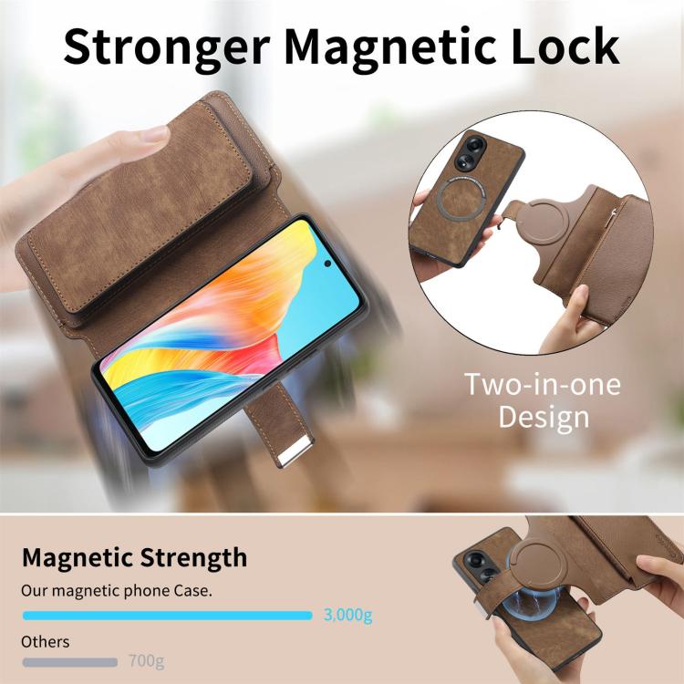 For OPPO A58 4G CaseNeo MagSafe RFID Anti-theft Zipper Wallet Retro Leather Phone Case