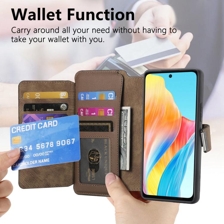 For OPPO A58 4G CaseNeo MagSafe RFID Anti-theft Zipper Wallet Retro Leather Phone Case