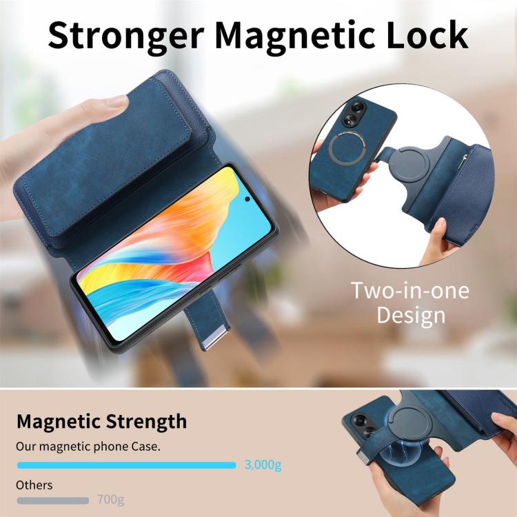For OPPO A58 4G CaseNeo MagSafe RFID Anti-theft Zipper Wallet Retro Leather Phone Case