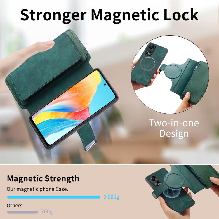 For OPPO A58 4G CaseNeo MagSafe RFID Anti-theft Zipper Wallet Retro Leather Phone Case