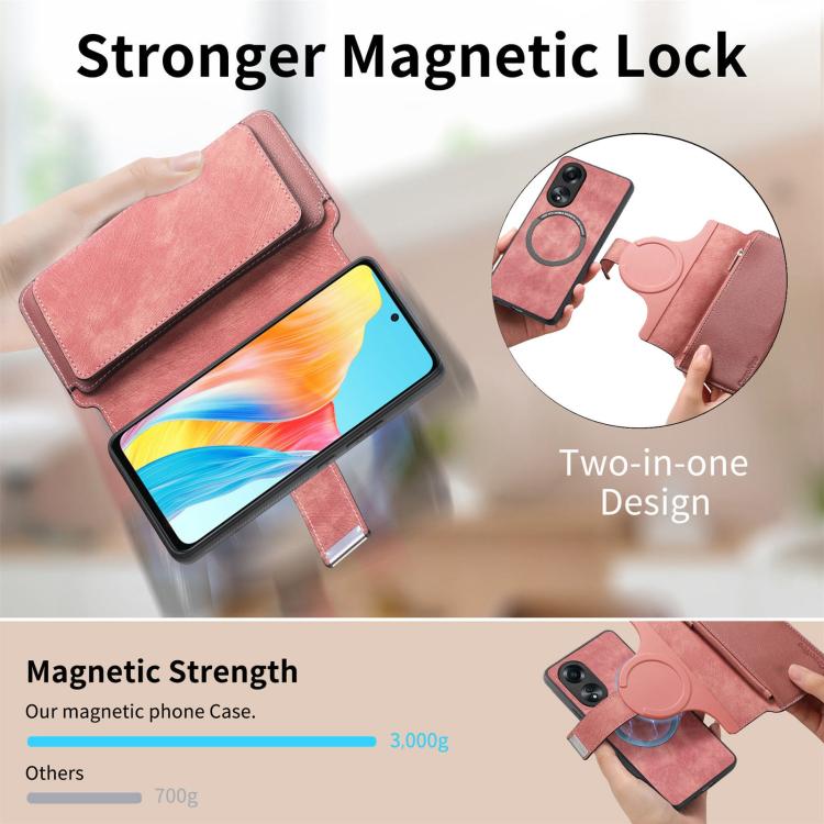 For OPPO A58 4G CaseNeo MagSafe RFID Anti-theft Zipper Wallet Retro Leather Phone Case
