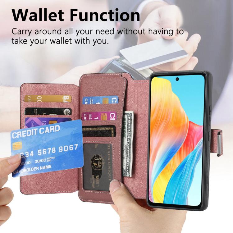 For OPPO A58 4G CaseNeo MagSafe RFID Anti-theft Zipper Wallet Retro Leather Phone Case