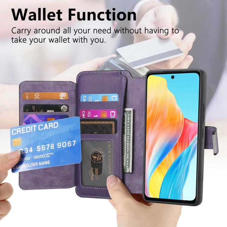 For OPPO A58 4G CaseNeo MagSafe RFID Anti-theft Zipper Wallet Retro Leather Phone Case
