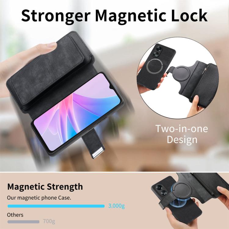 For OPPO A78 5G CaseNeo MagSafe RFID Anti-theft Zipper Wallet Retro Leather Phone Case