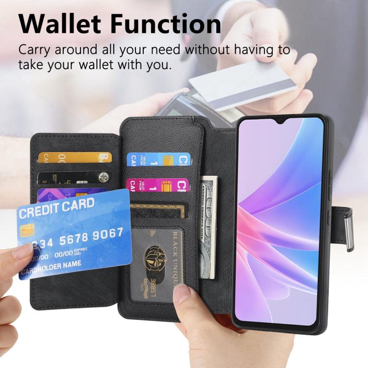 For OPPO A78 5G CaseNeo MagSafe RFID Anti-theft Zipper Wallet Retro Leather Phone Case