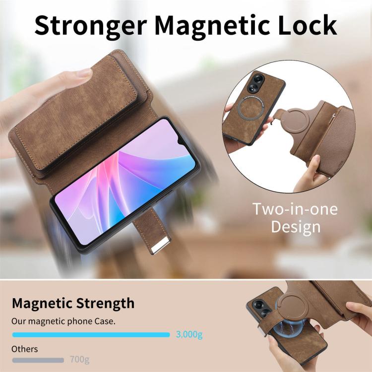 For OPPO A78 5G CaseNeo MagSafe RFID Anti-theft Zipper Wallet Retro Leather Phone Case