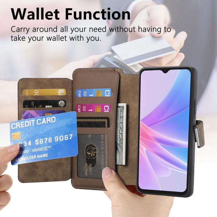 For OPPO A78 5G CaseNeo MagSafe RFID Anti-theft Zipper Wallet Retro Leather Phone Case