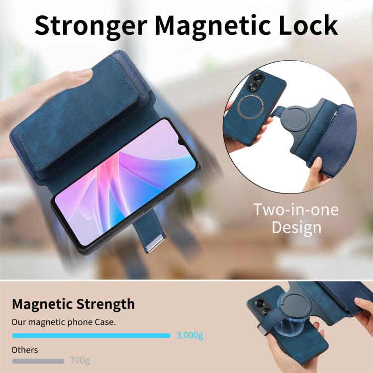 For OPPO A78 5G CaseNeo MagSafe RFID Anti-theft Zipper Wallet Retro Leather Phone Case