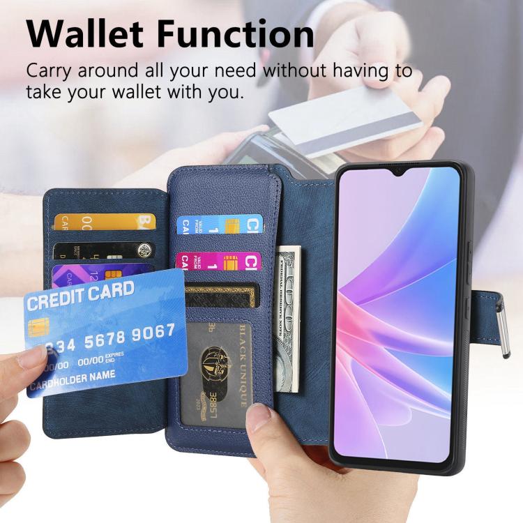 For OPPO A78 5G CaseNeo MagSafe RFID Anti-theft Zipper Wallet Retro Leather Phone Case