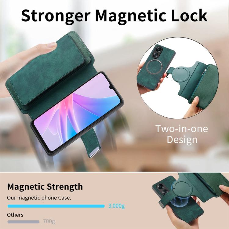 For OPPO A78 5G CaseNeo MagSafe RFID Anti-theft Zipper Wallet Retro Leather Phone Case