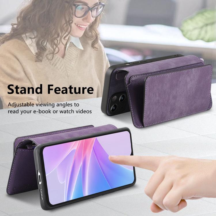 For OPPO A78 5G CaseNeo MagSafe RFID Anti-theft Zipper Wallet Retro Leather Phone Case