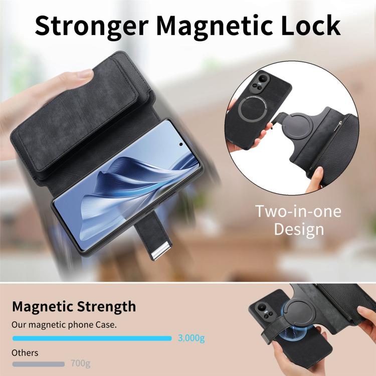 For OPPO Reno10 5G Global CaseNeo MagSafe RFID Anti-theft Zipper Wallet Retro Leather Phone Case