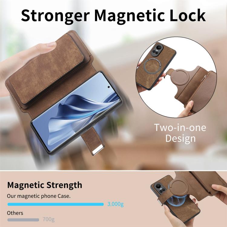 For OPPO Reno10 5G Global CaseNeo MagSafe RFID Anti-theft Zipper Wallet Retro Leather Phone Case