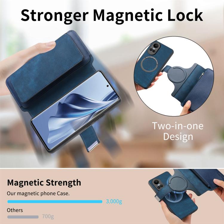 For OPPO Reno10 5G Global CaseNeo MagSafe RFID Anti-theft Zipper Wallet Retro Leather Phone Case