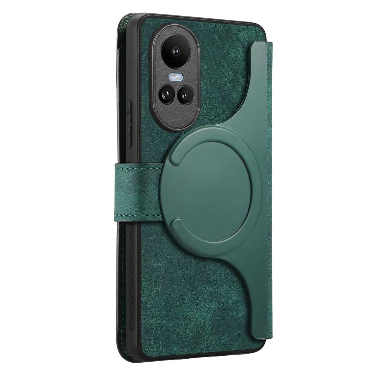 For OPPO Reno10 5G Global CaseNeo MagSafe RFID Anti-theft Zipper Wallet Retro Leather Phone Case