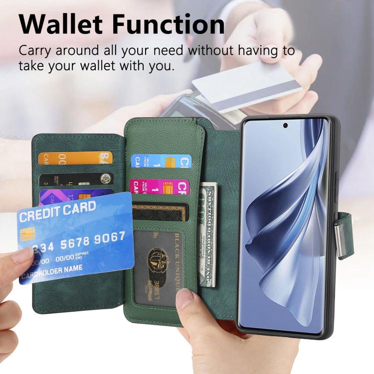 For OPPO Reno10 5G Global CaseNeo MagSafe RFID Anti-theft Zipper Wallet Retro Leather Phone Case