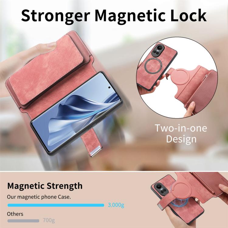 For OPPO Reno10 5G Global CaseNeo MagSafe RFID Anti-theft Zipper Wallet Retro Leather Phone Case