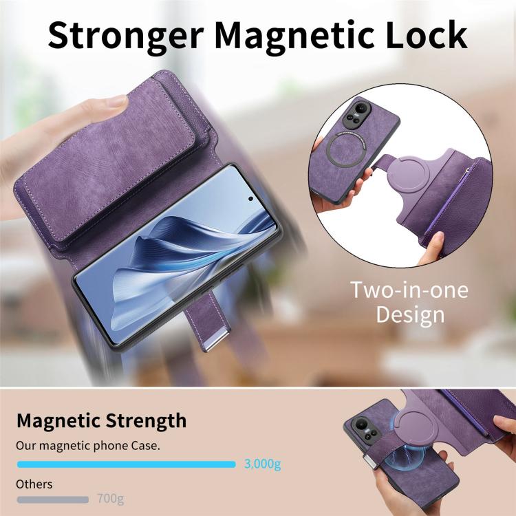 For OPPO Reno10 5G Global CaseNeo MagSafe RFID Anti-theft Zipper Wallet Retro Leather Phone Case