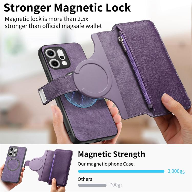 For OPPO Reno14 Pro Global CaseNeo MagSafe RFID Anti-theft Zipper Wallet Retro Leather Phone Case