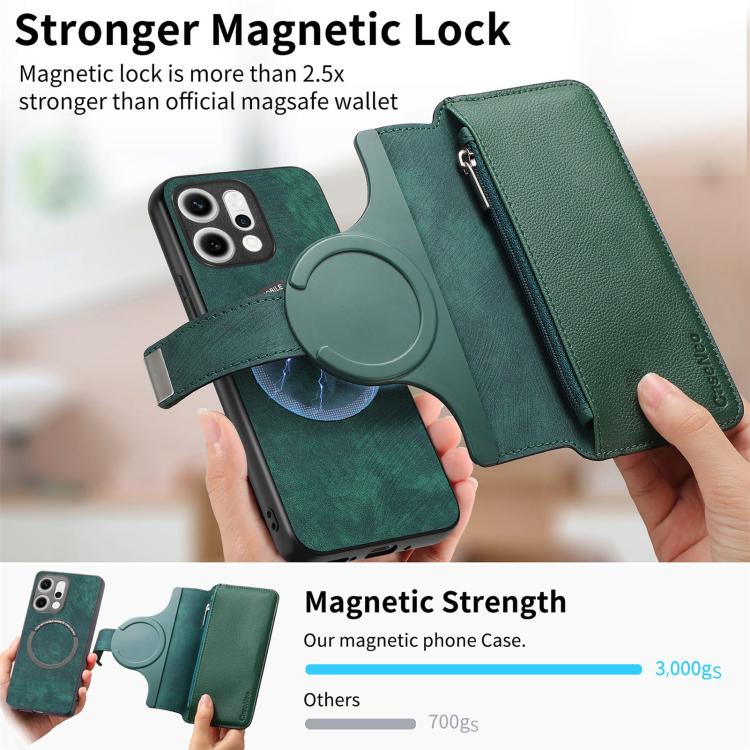 For OPPO Reno14 Global CaseNeo MagSafe RFID Anti-theft Zipper Wallet Retro Leather Phone Case