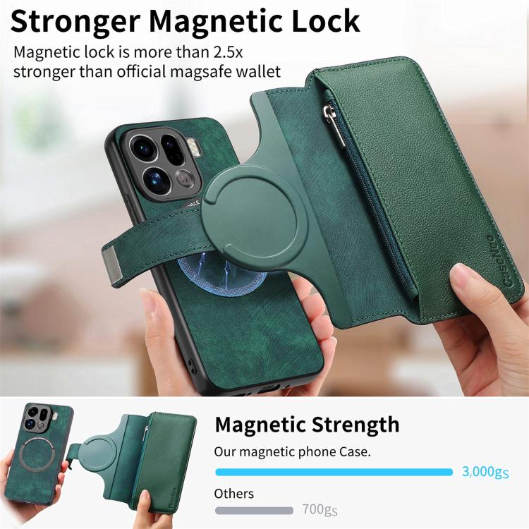 For OPPO Find X9 Pro CaseNeo MagSafe RFID Anti-theft Zipper Wallet Retro Leather Phone Case