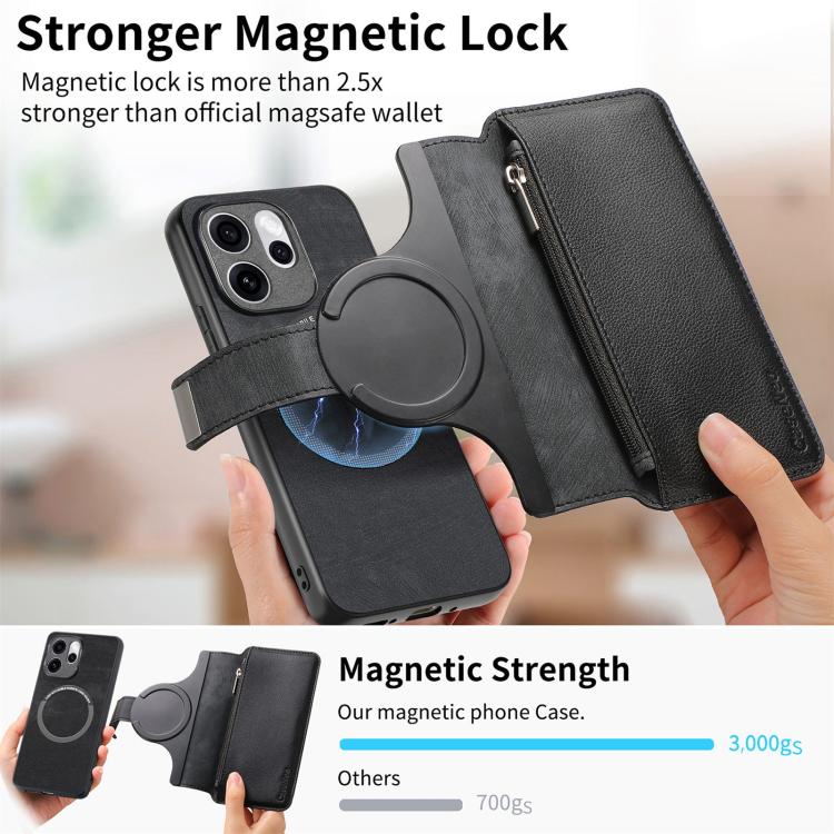 For OPPO Reno15 F CaseNeo MagSafe RFID Anti-theft Zipper Wallet Retro Leather Phone Case