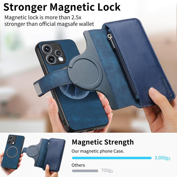 For OPPO Reno15 5G Global / 15c 5G CaseNeo MagSafe RFID Anti-theft Zipper Wallet Retro Leather Phone Case
