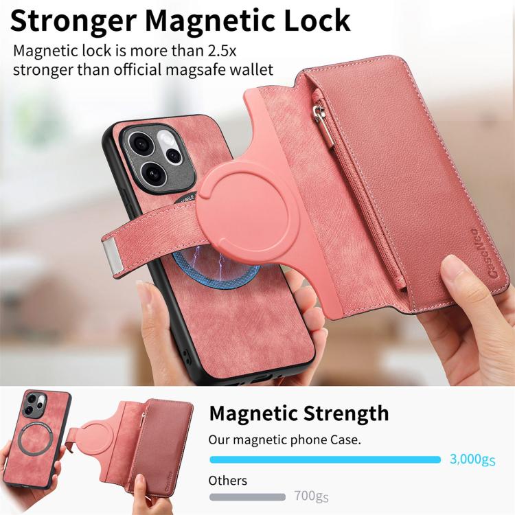 For OPPO Reno 15 Pro Max 5G Global CaseNeo MagSafe RFID Anti-theft Zipper Wallet Retro Leather Phone Case