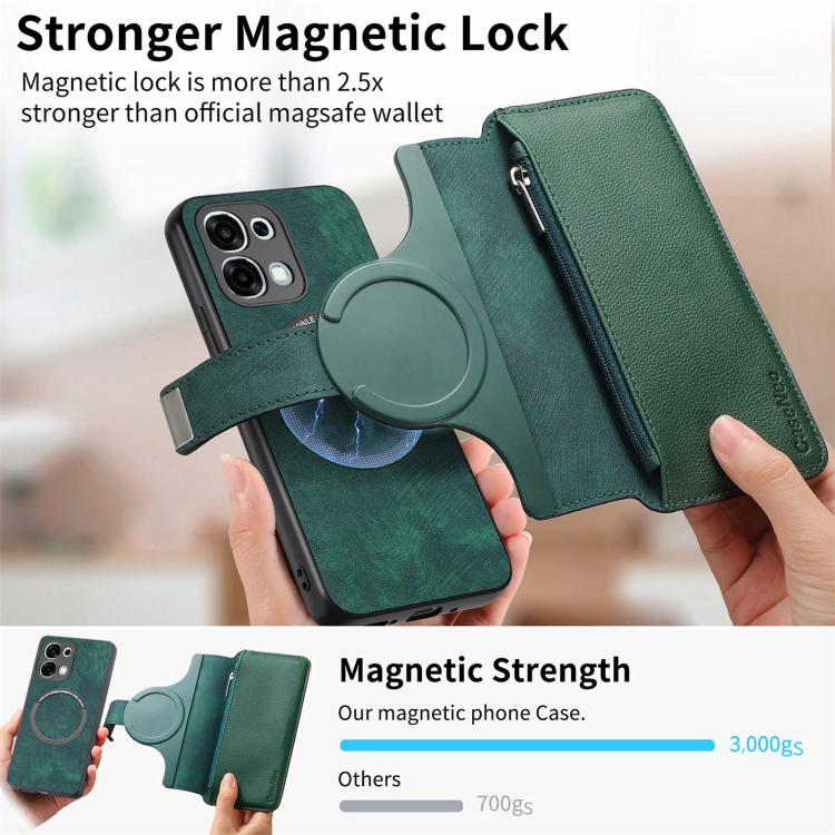For OPPO A6 Global / A6s / A6c / A6t Pro CaseNeo MagSafe RFID Anti-theft Zipper Wallet Retro Leather Phone Case