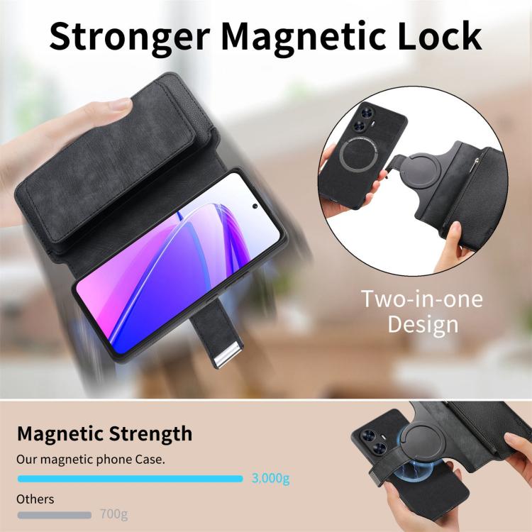 For Realme C55 CaseNeo MagSafe RFID Anti-theft Zipper Wallet Retro Leather Phone Case