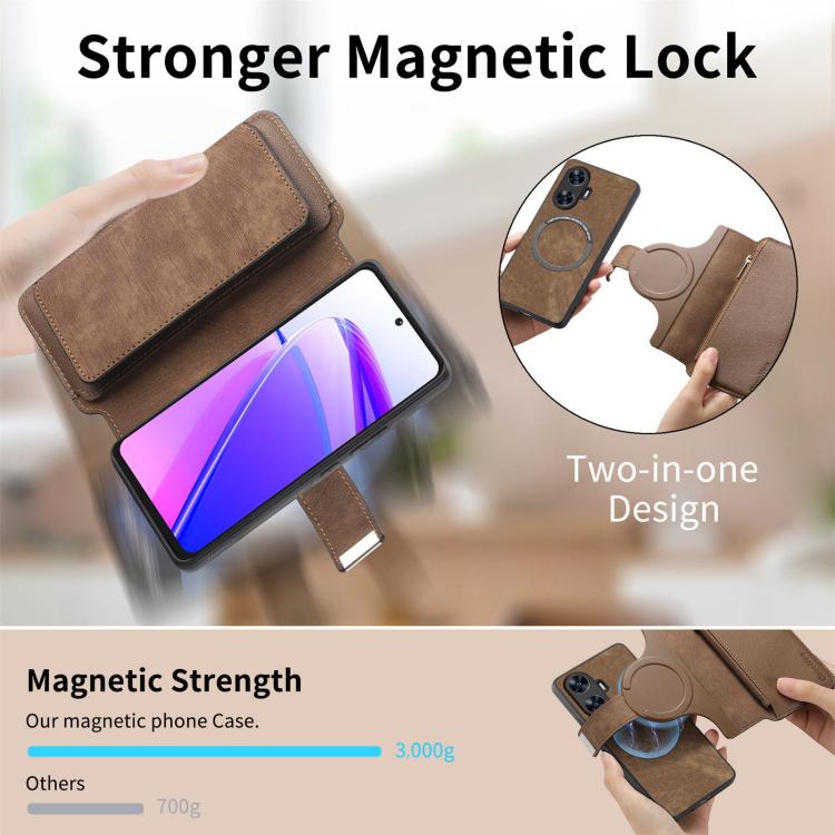 For Realme C55 CaseNeo MagSafe RFID Anti-theft Zipper Wallet Retro Leather Phone Case