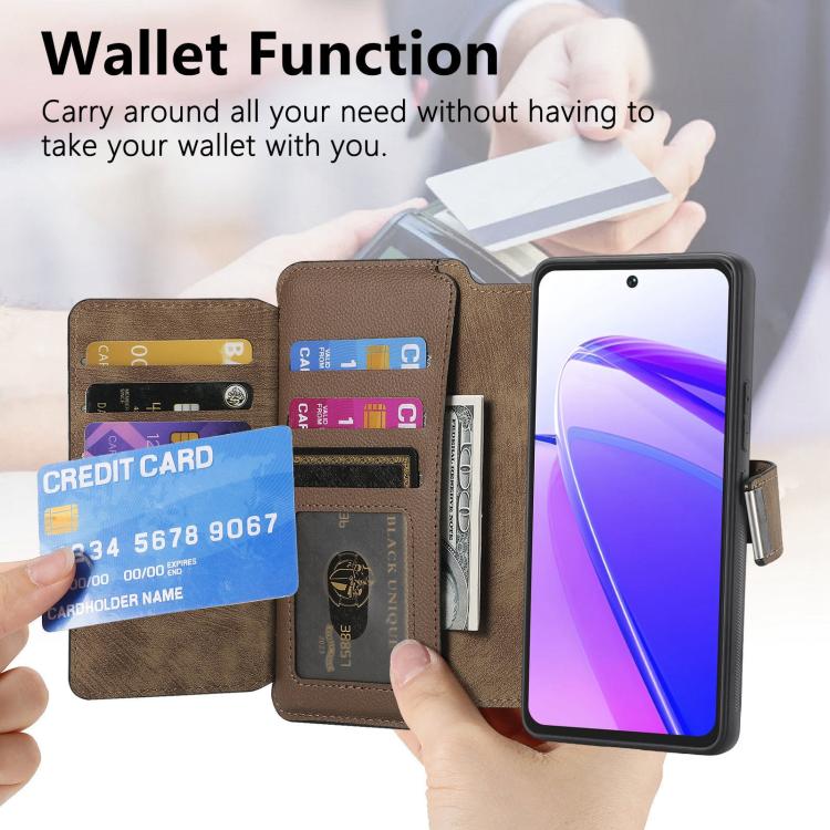 For Realme C55 CaseNeo MagSafe RFID Anti-theft Zipper Wallet Retro Leather Phone Case