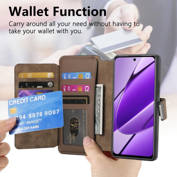 For Reamle 11 5G / 11X CaseNeo MagSafe RFID Anti-theft Zipper Wallet Retro Leather Phone Case