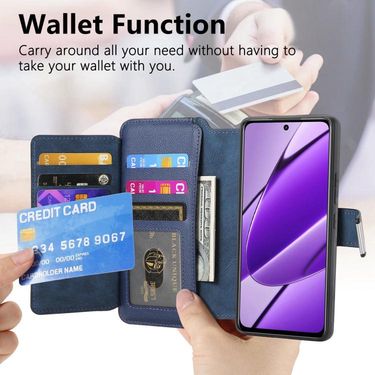 For Reamle 11 5G / 11X CaseNeo MagSafe RFID Anti-theft Zipper Wallet Retro Leather Phone Case