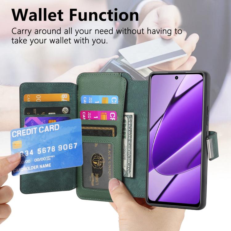 For Reamle 11 5G / 11X CaseNeo MagSafe RFID Anti-theft Zipper Wallet Retro Leather Phone Case