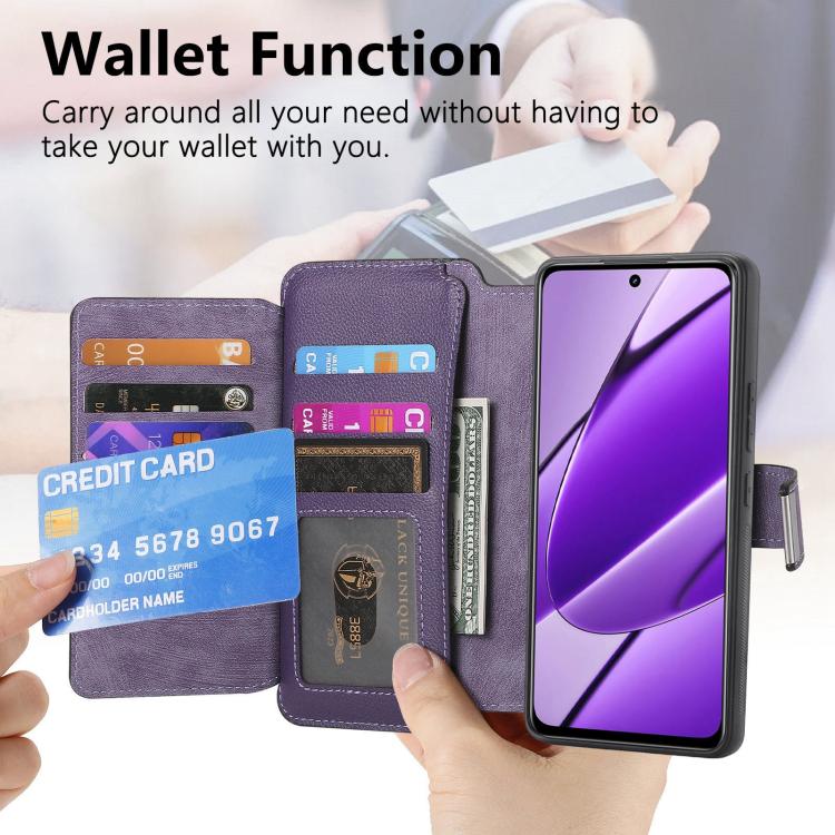 For Reamle 11 5G / 11X CaseNeo MagSafe RFID Anti-theft Zipper Wallet Retro Leather Phone Case