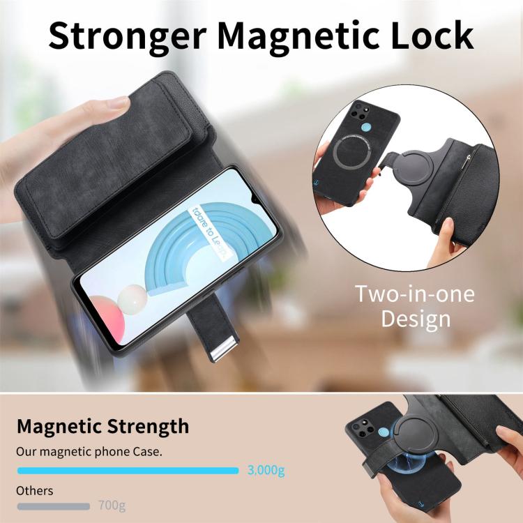 For Realme C21Y CaseNeo MagSafe RFID Anti-theft Zipper Wallet Retro Leather Phone Case