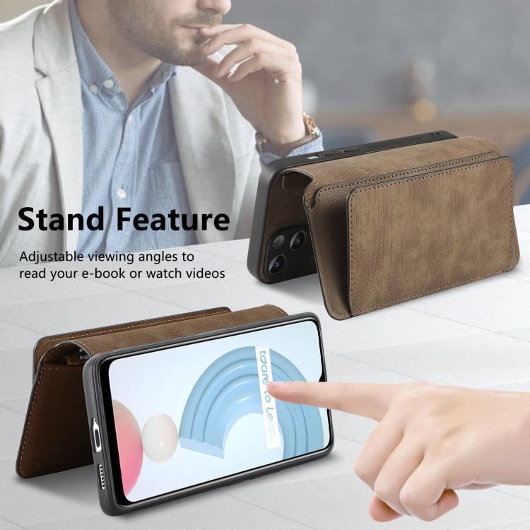 For Realme C21Y CaseNeo MagSafe RFID Anti-theft Zipper Wallet Retro Leather Phone Case